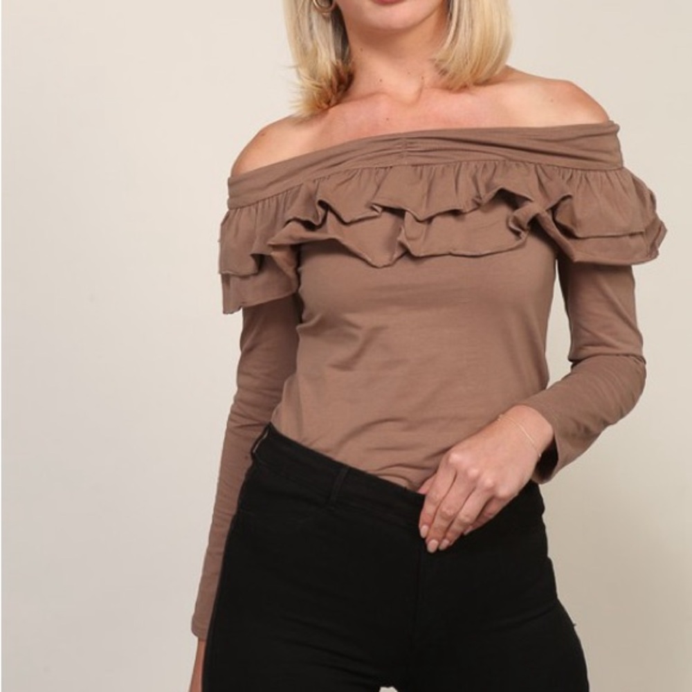 Off Shoulder Ruffle Trim Top